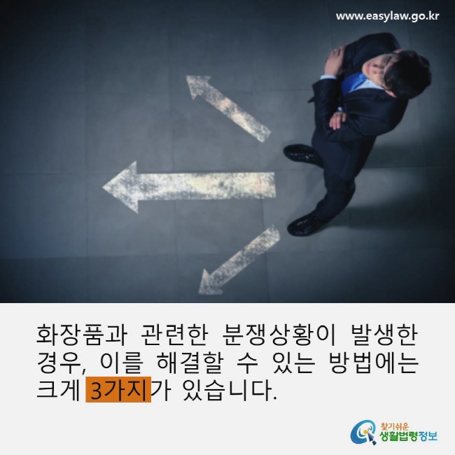 화장품과 관련한 분쟁상황이 발생한 경우, 이를 해결할 수 있는 방법에는 크게 3가지가 있습니다. 